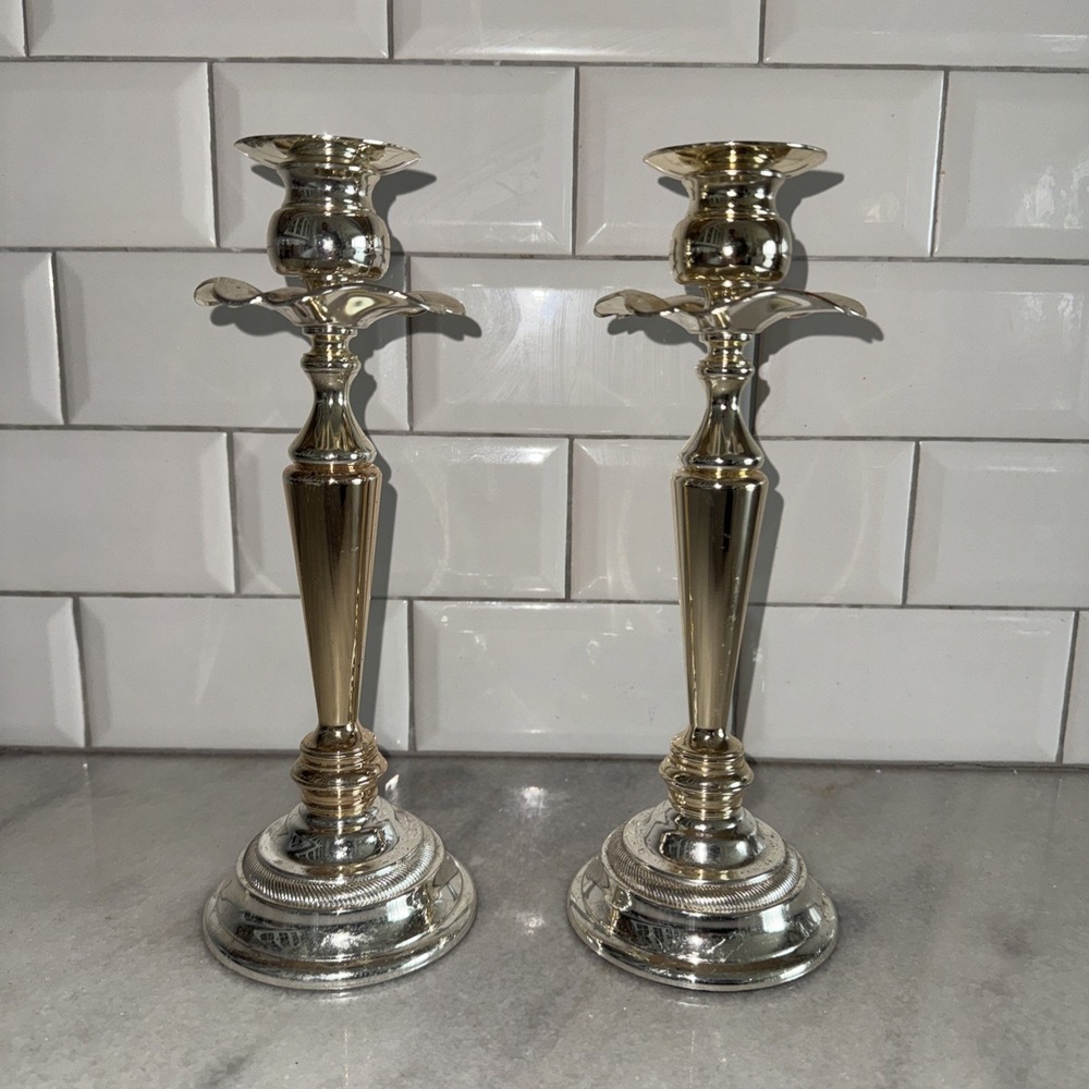 Vintage‎ Pair Of Gorham 11.25 '' Tall Silver Plated Candle Stick HolderES0001